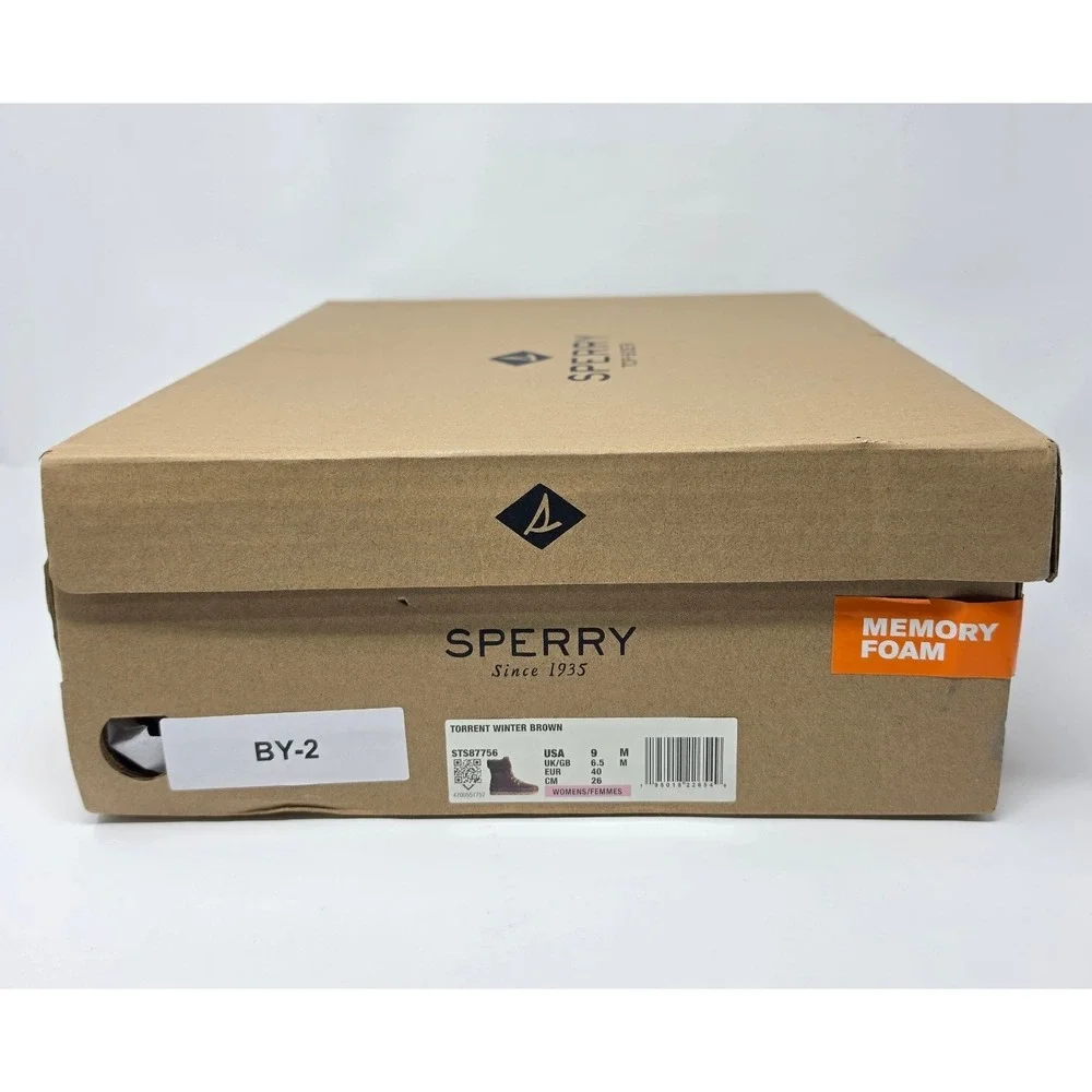 Sperry Torrent Winter Brown Waterproof Boots Faux Fur Memory Foam STS87756 W9
